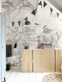 Forest Animals Wallpaper | Pencil Grey for Kevin - 48,7w x 250h cm