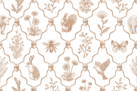 Tweedekansje | Kleine beer patroonbehang | terracotta - 389b x 240h cm