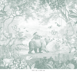 Forest Animals Wallpaper | Sea Green