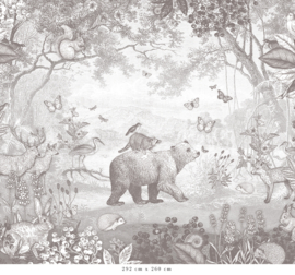 Forest Animals Wallpaper | Pencil Grey