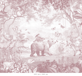 Forest Animals Wallpaper | Antique Pink