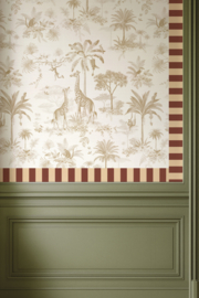 Behangrand Streep | steenrood & botergeel