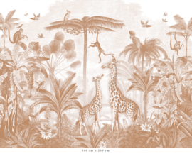 Giraffe & Spider Monkeys Wallpaper | Terra Cotta