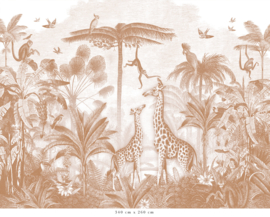 Giraffe & Klammeraffen Tapete | Terrakotta
