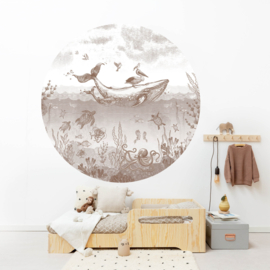 Whale World - Wallpaper Circle - selection of 8 colours