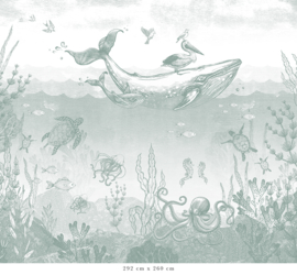Walviswereld behang | zeegroen