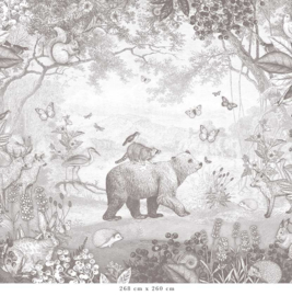 Forest Animals Wallpaper | Pencil Grey