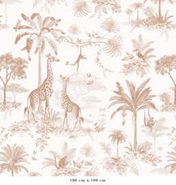 Giraf & slingeraapjes patroonbehang | terracotta