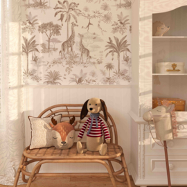 Pattern Giraffe & Spider Monkeys Wallpaper | Brown