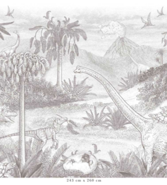Jurassic world behang | potloodgrijs