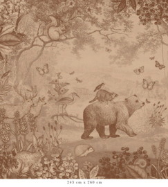 Forest Animals Wallpaper | Vintage Brown