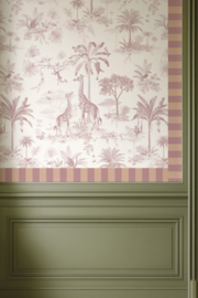 Behangrand Streep | oudroze & zand