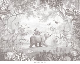 Bosdieren potloodgrijs voor Debby | 370b x 228h cm