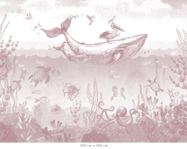 Whale World Wallpaper | Antique Pink