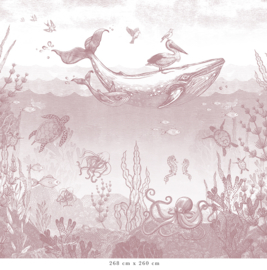 Whale World Wallpaper | Antique Pink