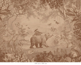 Forest Animals Wallpaper | Vintage Brown
