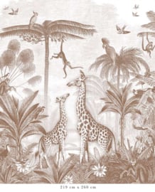 Giraffe & Spider Monkeys Wallpaper | Brown