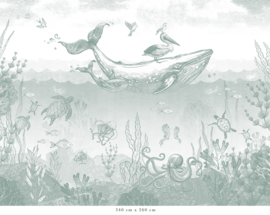 Whale World Wallpaper | Sea Green