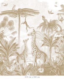 Giraffe & Spider Monkeys Wallpaper | Mustard