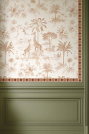 Behangrand Ruit | steenrood, terracotta & zand