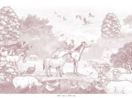 Farm Animals Wallpaper | Antique Pink