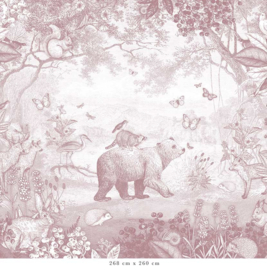 Forest Animals Wallpaper | Antique Pink