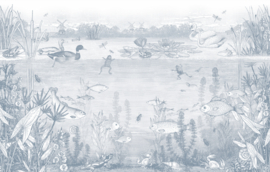 Tweedekansje | Aan de waterkant behang | blauw - 389b x 250h cm