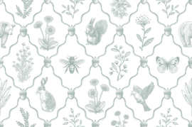 Kleine beer patroonbehang | zeegroen