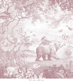 Forest Animals Wallpaper | Antique Pink