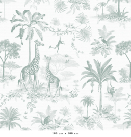 Pattern Tapete Giraffe & Klammeraffen | Meergrün