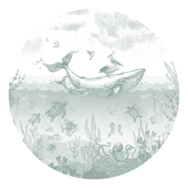 Whale World - Wallpaper Circle - selection of 8 colours