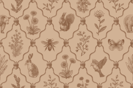 Kleine beer patroonbehang | vintage bruin