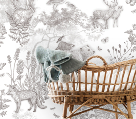 Pattern Forest Animals Wallpaper - Pencil Grey