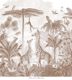 Giraffe & Klammeraffen Tapete | Braun