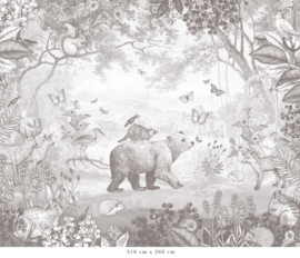 Forest Animals Wallpaper | Pencil Grey