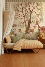 Behangrand Streep | groen & zand