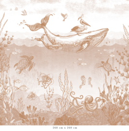 Walviswereld behang | terracotta