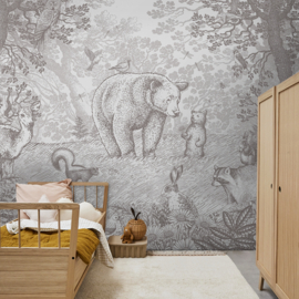 Little Bear Wallpaper | Pencil Grey