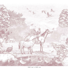 Farm Animals Wallpaper | Antique Pink