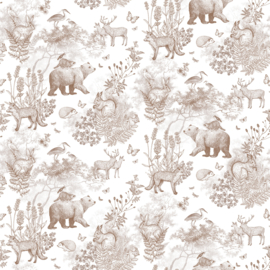Pattern Forest Animals Wallpaper - Brown