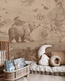 Forest Animals Wallpaper | Vintage Brown