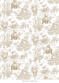 Pattern Forest Animals Wallpaper - Mustard