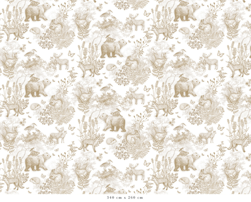 Pattern Forest Animals Wallpaper | Mustard (Width: 292 cm (6  sheets),Height: 240 cm) | Pattern collection | pimpelmeesbehang