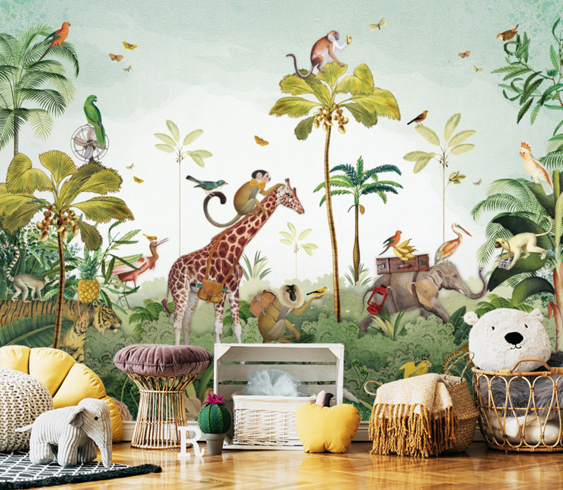 Tweedekansje | Jungle parade behang - 438b x 290h cm