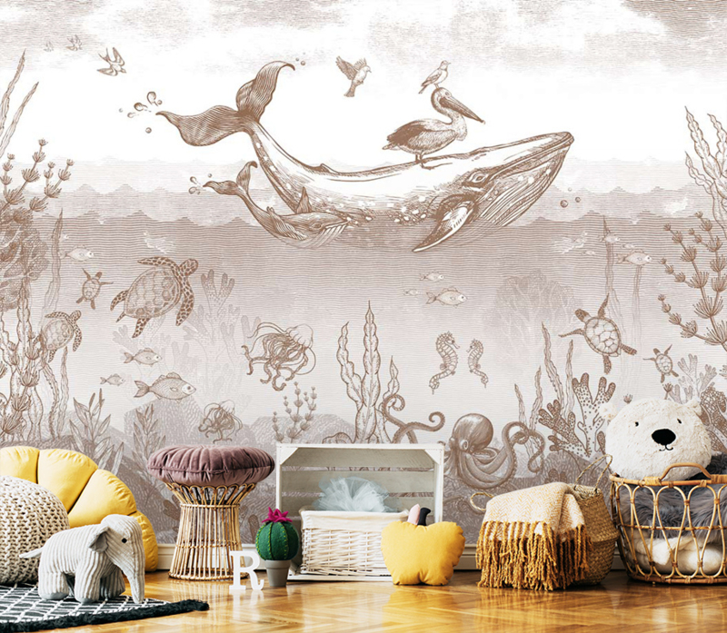 Whale World Wallpaper | Brown