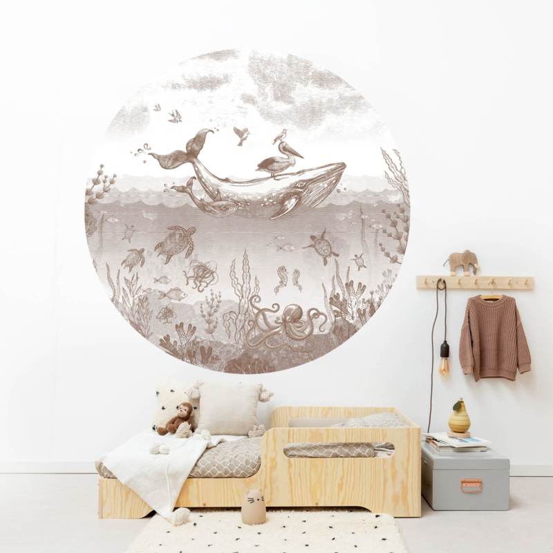 Whale World - Wallpaper Circle - selection of 8 colours