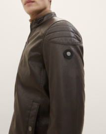 Tom Tailor lederlook jacket espresso