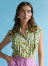 Ivy Beau 4200103 Blouse mouwloos green multicolor
