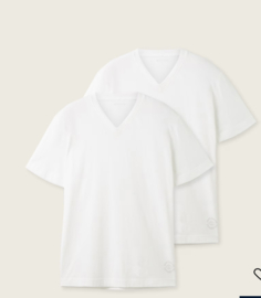 Tom tailor basic shirt white v hals 2 pak