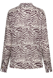 Red button Blouse 5061 espresso zebra